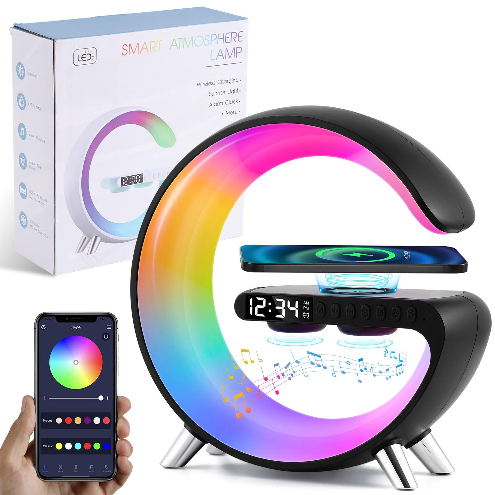 LUXBIT G-Lume Pro Smart G-Shape LED Lamp with Bluetooth Speaker & Wireless Charger